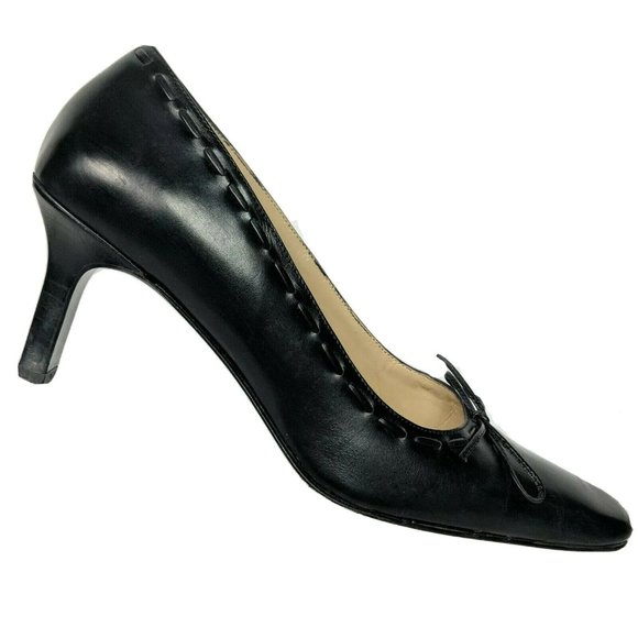 Coach Casandra Black Leather Square Toe Pump 8.5 B - Picture 1 of 9